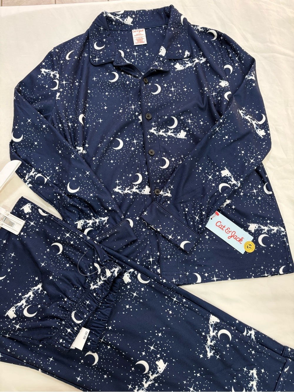 Cat & Jack Navy Moon & Stars Pajama Set with White Celestial Print